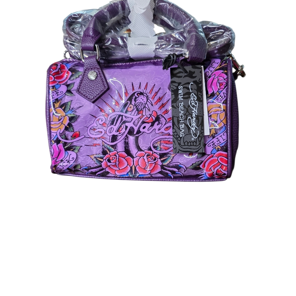 Ed Hardy Purple and Pink Floral Satchel
